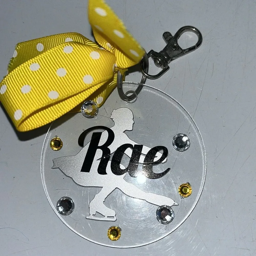 Rae Ice figure skating ice dancing girls plastic keychain